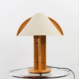 WOODEN LAMP FROM DENMARK WITH PARCHMENT SHADE